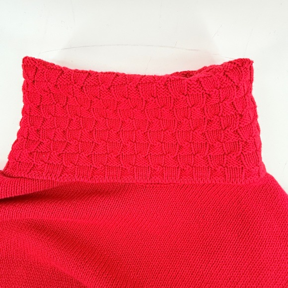 Coldwater Creek Red Cowl Neck Sweater Button Detail Textured Trim Womens Large - Picture 7 of 13